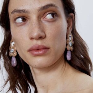 NWT Zara Jute Lilac Stone Earrings